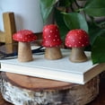 thumbnail image 4 of Farmers Market Mushrooms, Set of 3, Decorative Figurines, Art, Bright Red With White Dots and Natural, Mango Wood, 2.75 Inches, 4 of 7
