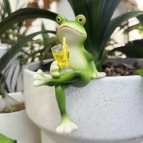 Miniature Frog Figurines Plant Decorations for Pots, Funny Tipsy Frog Garden Decor Outdoor Decoration Frog Statue Planter Hugger Gift for Flower, Yard, Lawn Ornament, Picture Frame Decoration