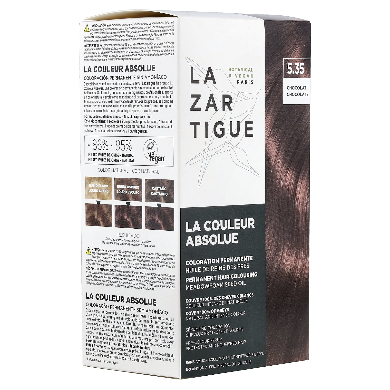 Lazartigue Permanent Hair Color, 5.35 Chocolate, 1 Application