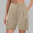 thumbnail image 3 of Athletic Shorts for Women Suit Summer Bag Straight Tube Loose Fit Casual Bermuda Cargo Board Gym Khaki Bottoms Sizes S, 3 of 6