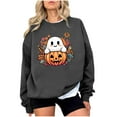 thumbnail image 3 of Craaazy Halloween Sweatshirt Women's Loose Casual Printed Long Sleeved Sweatshirt Fashionable Round Neck Top Gifts For Women, 3 of 4