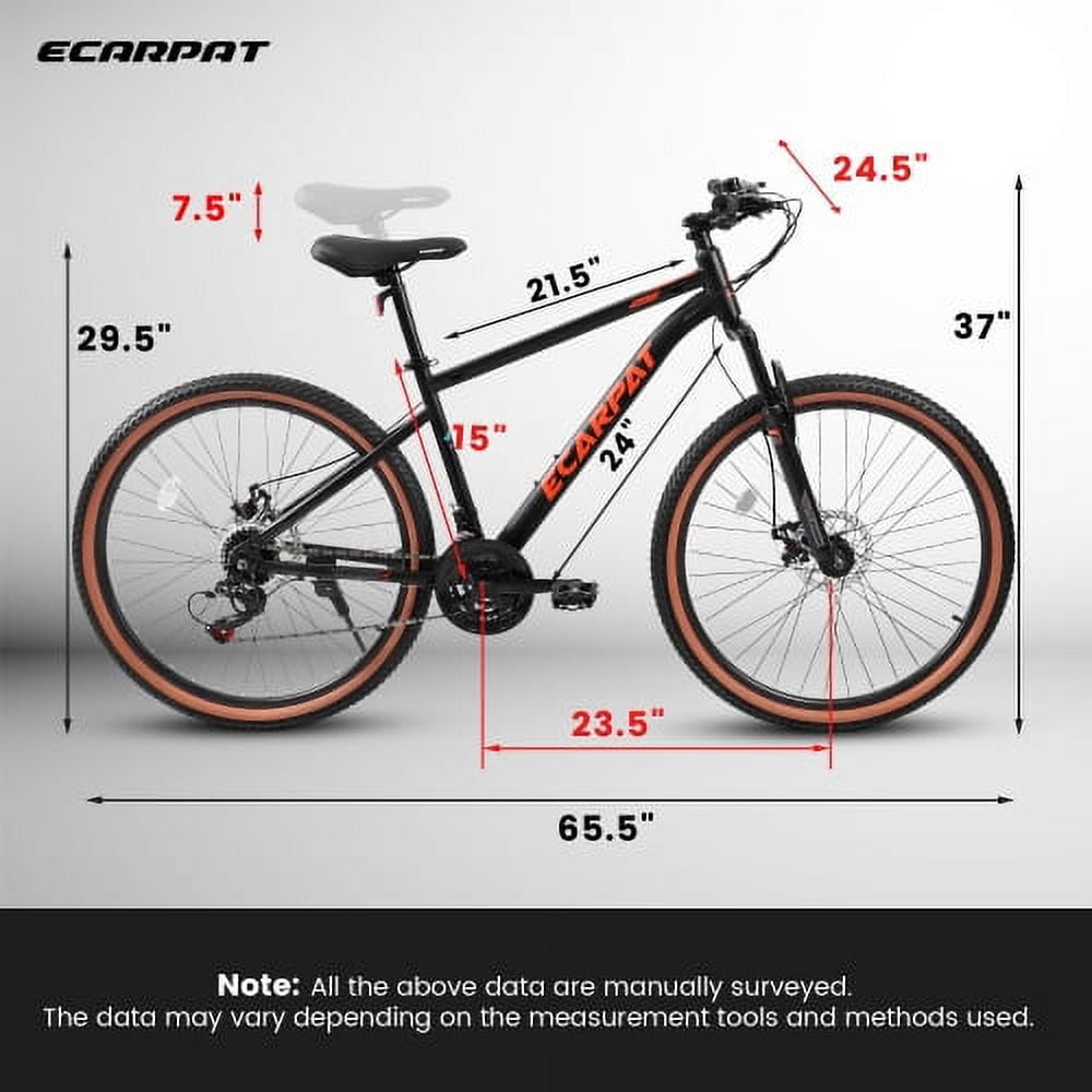 FUPOJH 24" Youth Mountain Bike, 21-Speed, Disc Brakes, High-Carbon Steel Frame, Durable Outdoor Bike,Black