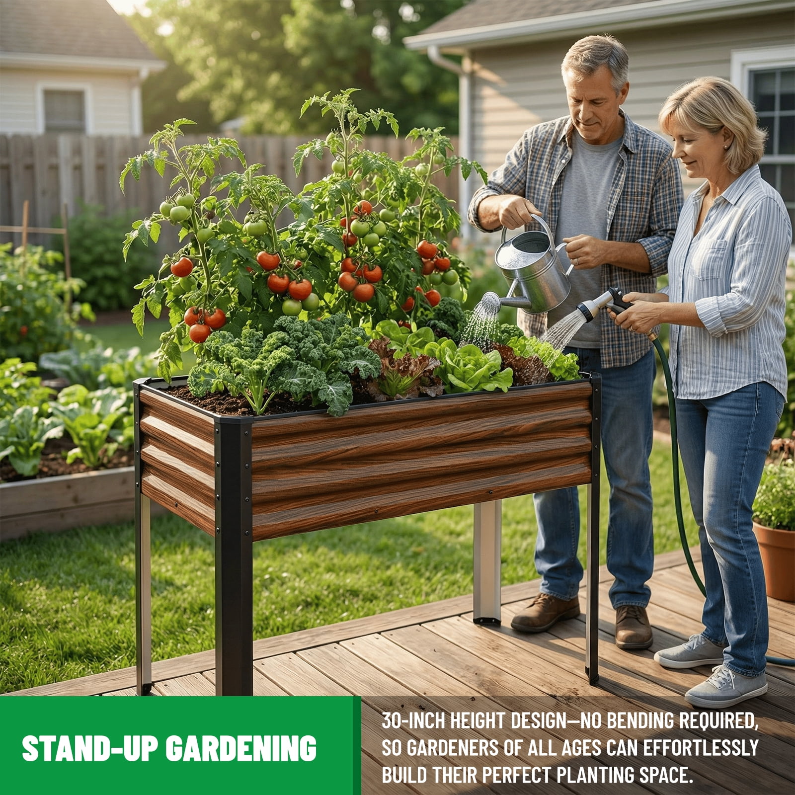 SnugNiture Galvanized Raised Garden Bed with Legs, Large Metal Elevated Raised Planter Box for Vegetables Lawn Green Flowers, Fruits, 600 lb Capacity
