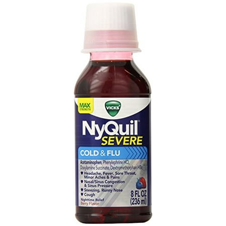 3 Pack - Vicks Nyquil sévère rhume et grippe secours liquide Berry Nighttime 8 oz Chaque
