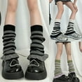 thumbnail image 4 of Yokua Leg Warmers for Women Girls Lolitas Leg Warmer Striped Knitted Long Leg Socks, 4 of 16