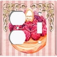 thumbnail image 4 of Metal Light Switch Plate Cover French Raspberry Cake Pink Stripes CAK046, 4 of 13