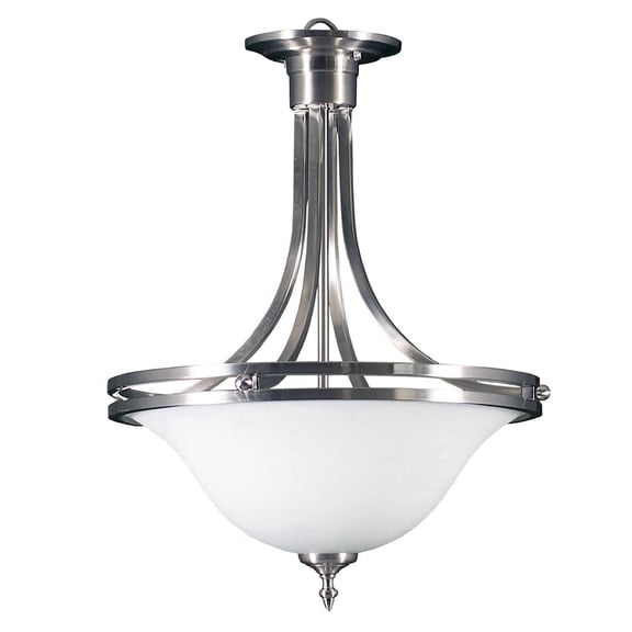 Dallas Brushed Nickel Pendant Light - Modern White Glass Bowl