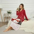 thumbnail image 3 of SEANATIVE Christmas Sleep Shirt for Women Long Sleeve Night Gown Fall Winter Fashion Pajama Dress Button Front Nightshirts Sleepshirts Cozy Nightdress, 4XL, Santa Claus Snowman Musical Note Red, 3 of 7