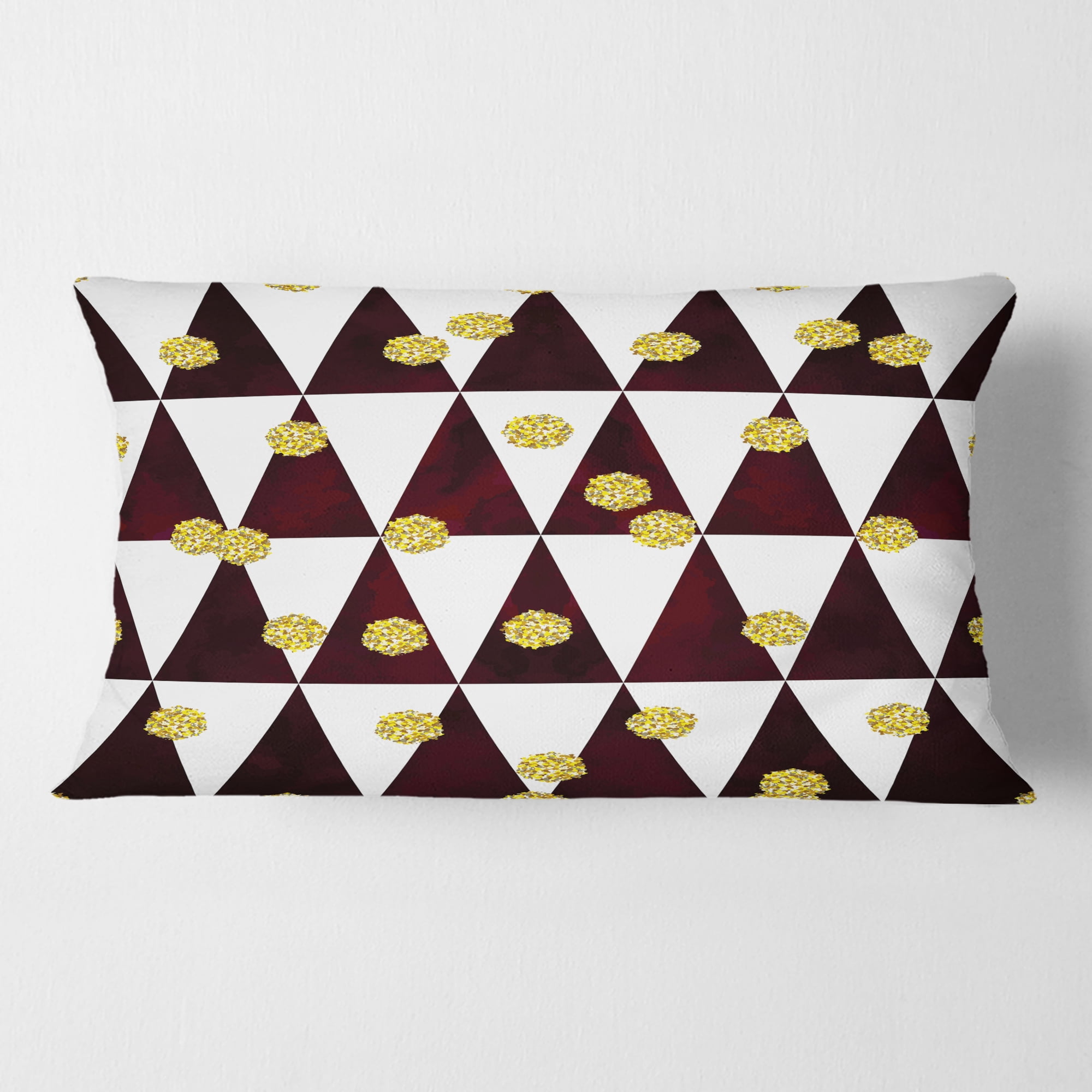 Designart Gold Polka Dot Pattern II' Mid-Century Modern Throw Pillow - 12x20