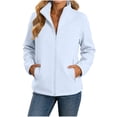 thumbnail image 2 of Mifsaly Womens Softshell Jacket Full Zip Stand Collar Windbreaker Long Sleeve Casual Outdoor Coat with Zipper Pockets Light Blue,S, 2 of 9