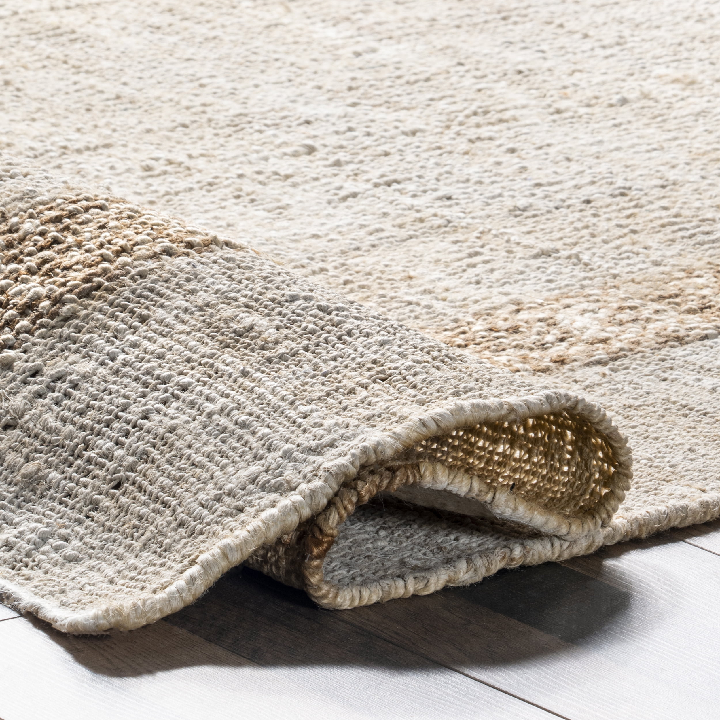 nuLOOM April Casual Stripe Jute Tassel Area Rug, 8' x 10', Natural