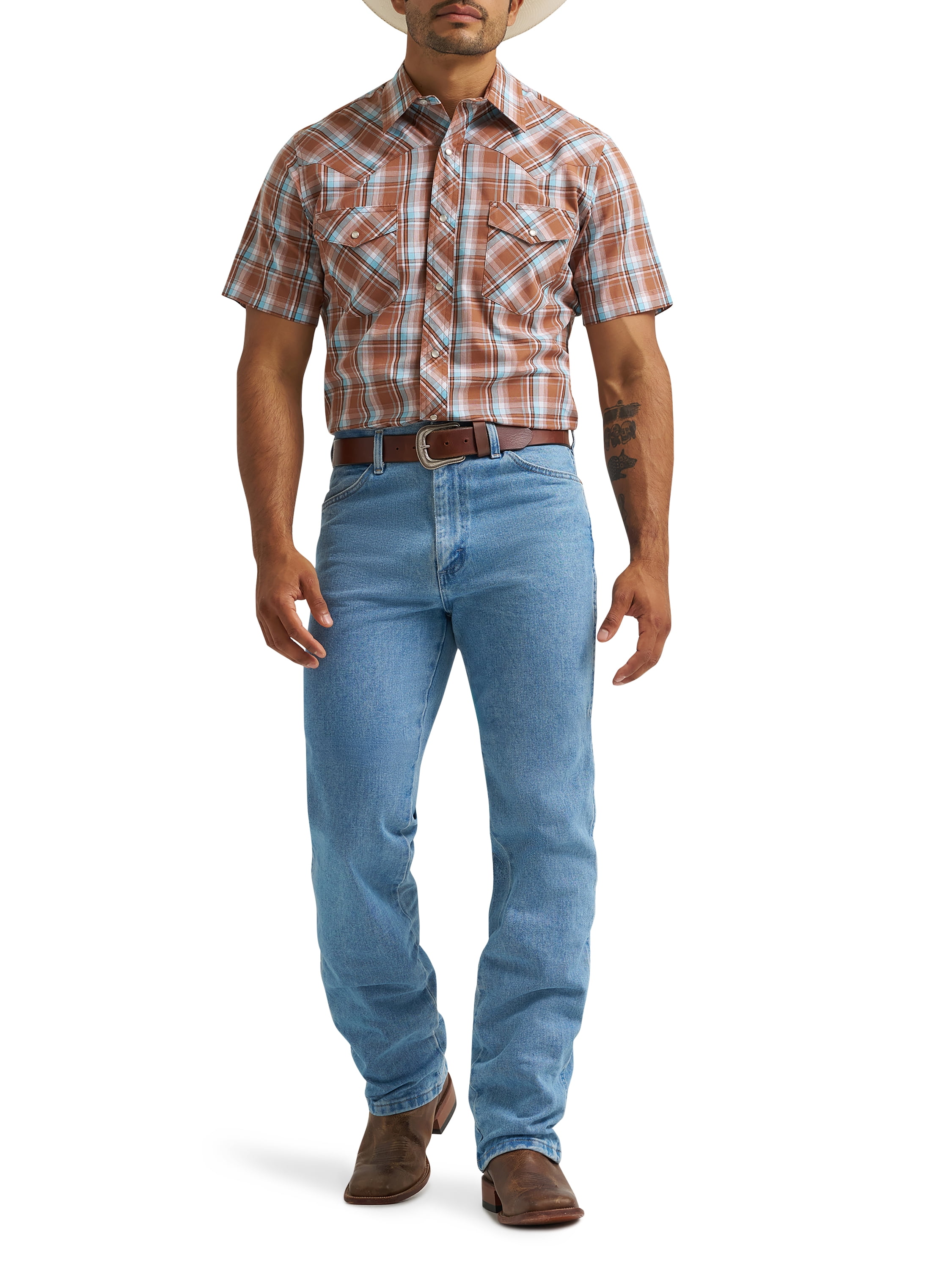 Wrangler® Men's and Big Men's Regular Fit Short Sleeve Western Shirt, Sizes S-5XL
