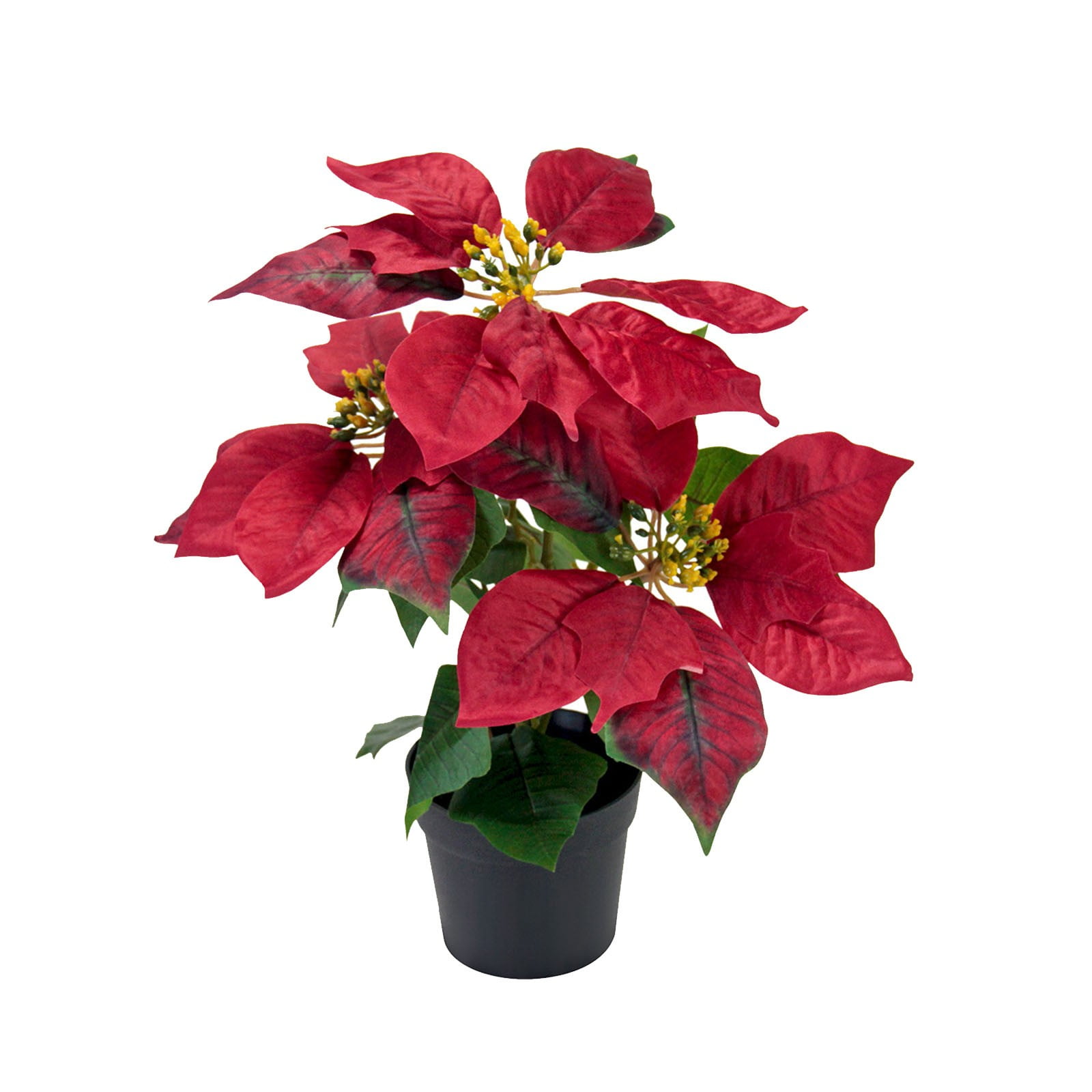 Mini Poinsettias Artificial Plants with Pot, 12.6" Faux Small Christmas Flowers in Pot for Home Office Tabletop Indoor Christmas Decorations