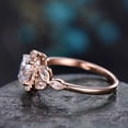 thumbnail image 5 of HeartsAndYou 1.7ct Oval Cut Moissanite Leaf Design Halo Engagement Ring for Women 18k Rose Gold over Silver, 5 of 6