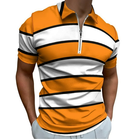 Clownfish Pattern Men Zipper T-shirt Summer Casual Short Sleeve T-shirt Top