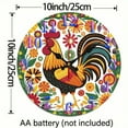 thumbnail image 3 of Rooster, flowers, folk art Wall Clock, Silent Mechanical Movement Wall art Decor, Great for Living Room, Kitchen, Dorm Decoration and Daily Practical Gift, 3 of 6