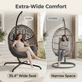 thumbnail image 3 of RADIATA Hanging Egg Chair with Stand, Outdoor Indoor Wicker Swing Chair, 350Lbs Nest Chair with Cushions, All-Weather Patio Hammock Seat for Porch Balcony Garden, Dark Gray, 3 of 8