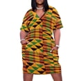 thumbnail image 1 of Vestido de verano holgado con bolsillos para mujer traje de playa con estampado africano de Kente auténtico diseño de Ghana, 1 of 6
