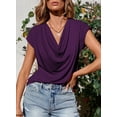 thumbnail image 5 of Eytino Cowl Neck Blouses for Women Dressy Casual Short Sleeve Spring Summer Tops Work Office Shirts, 5 of 9