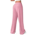thumbnail image 4 of KDDYLITQ Womens Flare Sweatpants Wide Leg Drawstring Yoga Pants High Waist Soft Bell Bottoms Baggy Size Plus Trousers Pink M, 4 of 5