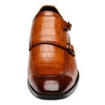 thumbnail image 4 of Santimon Men Dress Double Monk-straps Shoes Crocodile Pattern Slip On Casual Business Leather Shoes Tan 8 US, 4 of 8