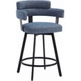 thumbnail image 7 of Counter Height Bar Stools with Full Back – Swivel Counter Stools Set of 2 with Linen Padded Back, Metal Footrest, Modern Barstools for Kitchen Counter, Island, Dining Room, Blue 24 inch, 7 of 7