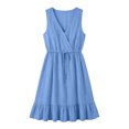 thumbnail image 2 of ASEIDFNSA Womens Cotton Midi Dress Sleeveless V Neck Tiered A Line Summer Sundress, 2 of 5