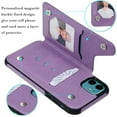 thumbnail image 2 of Dteck Case for iPhone 12 Pro Max 6.7-inch,Magnetic Butterfly Patterned Flip PU Leather Kicksatnd Card Holder Wallet Rubber Shockproof Case Back Phone Cover,Purple, 2 of 9