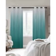 thumbnail image 3 of Teal Green Ombre Blackout Curtains, Light Blocking Print Window Curtains, Contemporary Gradient Abstract Art Thermal Insulated Window Drapes for Living Room Kitchen Cafe 2 Panels, 84"W x 84"L, 3 of 9