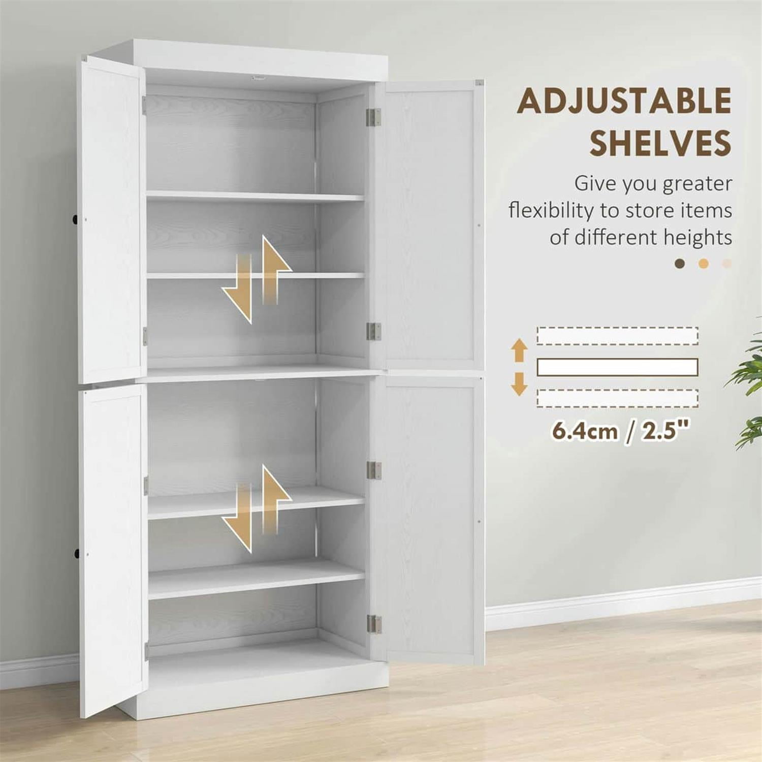 Demi Bonn 72" Large Kitchen Cabinet, Pantry Storage with Doors & Shelves, Freestanding Food Pantry Cabinet, Space-Saving Storage Solution, White