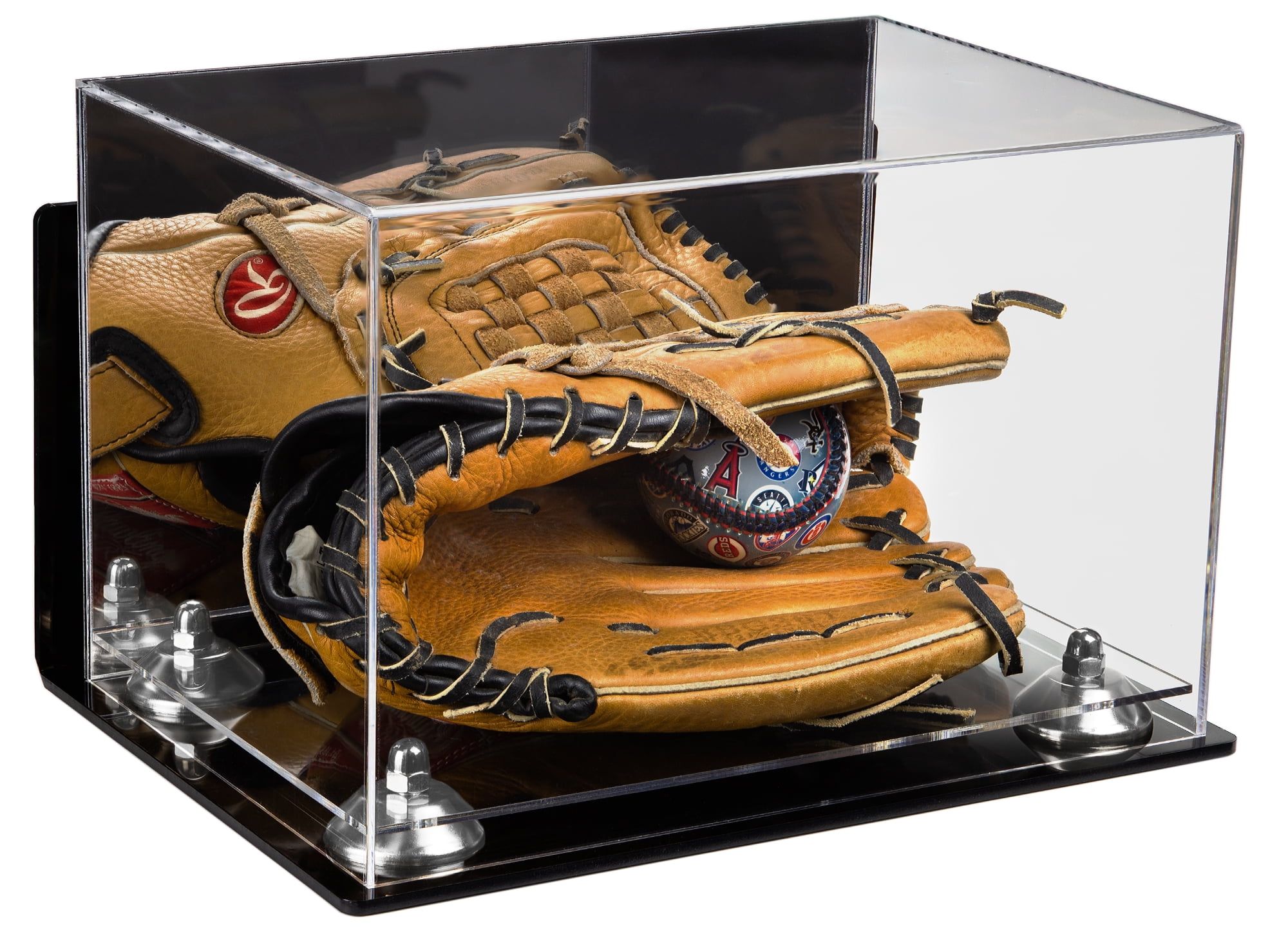 Deluxe Acrylic Baseball Glove Display Case with Mirror, Wall Mount
