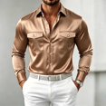 thumbnail image 2 of StSilkitty Men's Satin Shirts Long Sleeve Collared Button down Dress Shirt with Pockets Lightweight Business Casual Tops, 2 of 5