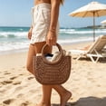 thumbnail image 4 of Handmade Straw Rattan Woven Semicircle Tote Bag, Summer Beach Handbag for Women, Portable Half-Moon Shape Shoulder Bag for Travel Vacation Daily Shopping, A, 4 of 7
