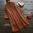 thumbnail image 3 of Women Casual Loose Linen Soild Button Long Sleeve Long Shirt Blouse Tops, 3 of 3