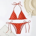 thumbnail image 3 of Prolriy Bikini Sets for Women Polka Dot Print Bikini Lanyard Split Swimming Costume Three Point Swimsuit Womens Swimsuits Red M, 3 of 6