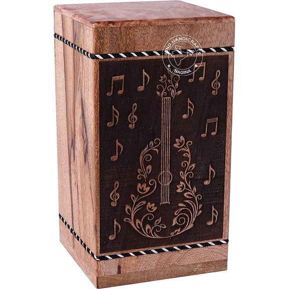 Wooden Urns for Human Ashes Adult Large - Rosewood Cremation Urn for Ashes -Burial Urn for Columbarium - Funeral Urn Box (250 LB - Hardwood, Guitar - 3)