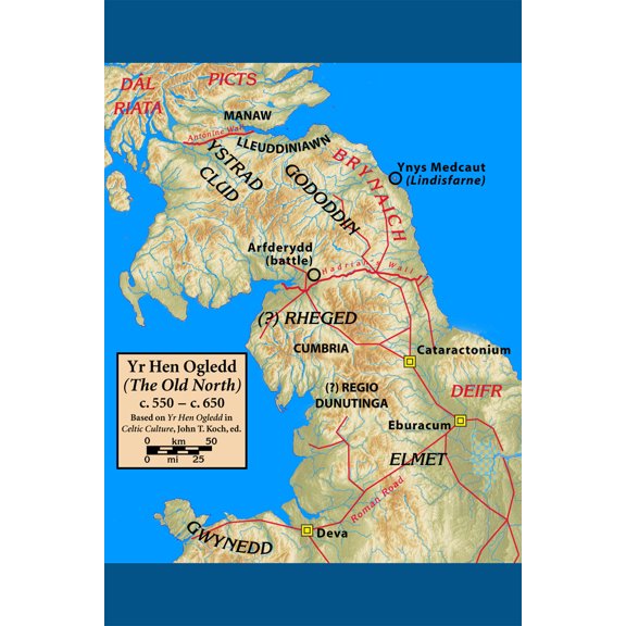 24x36 gallery poster, Map of northern Britain showing the Gododdin and other tribes c.600 AD