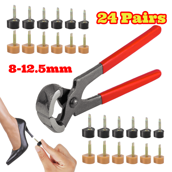 High Heel Repair Kit, Including 24 Pairs High Heel Replacement Tips and 1 Piece Remove Pliers