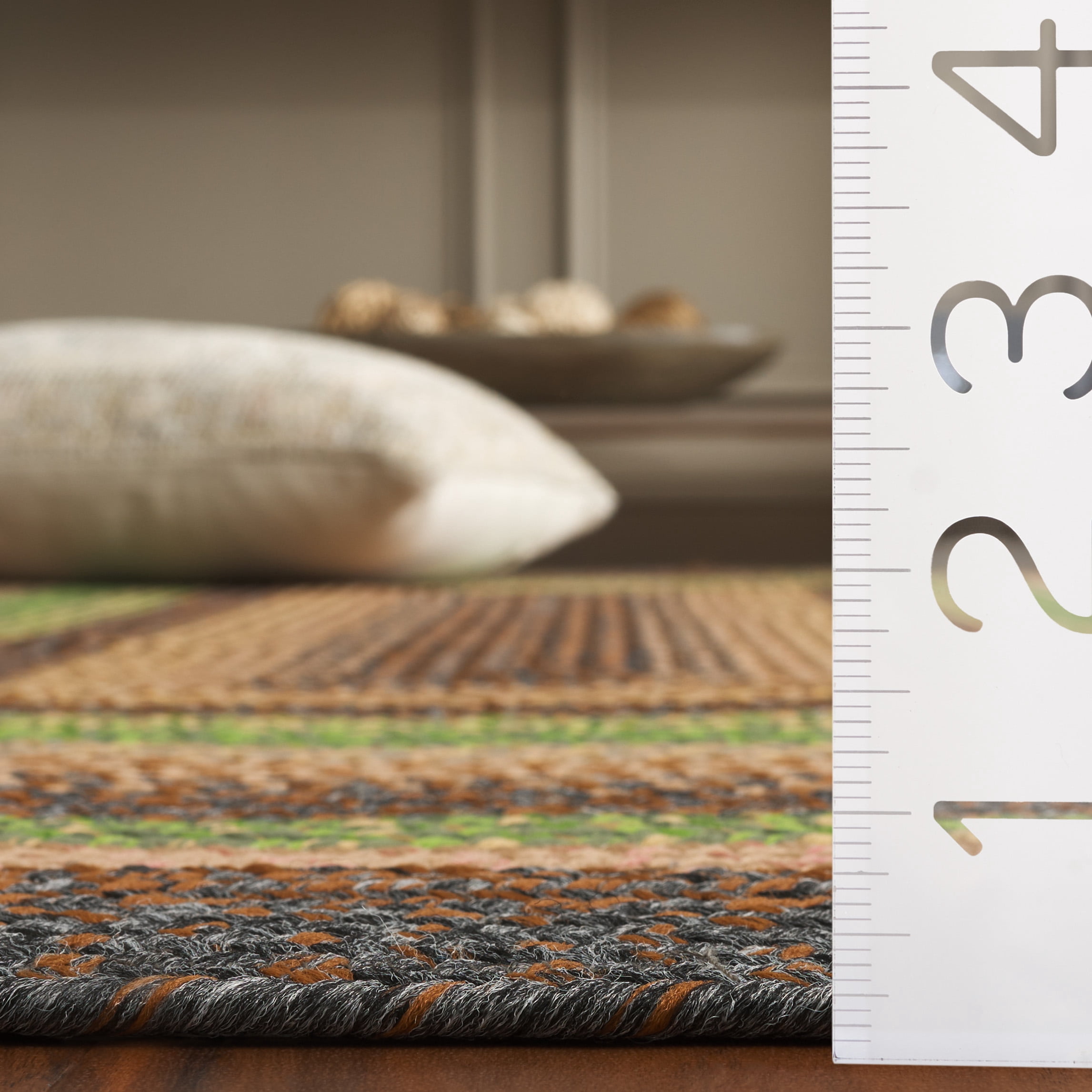 SAFAVIEH Braided Marco Bordered Machine Washable Reversible Area Rug, Brown/Green, 2' x 4' Half Moon