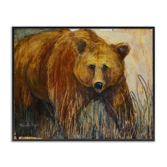 Stupell Industries Rustic Lodge Modern Bear Wildlife Scene Black Framed Giclee Art, 20 x 16, by Roberta Dyer