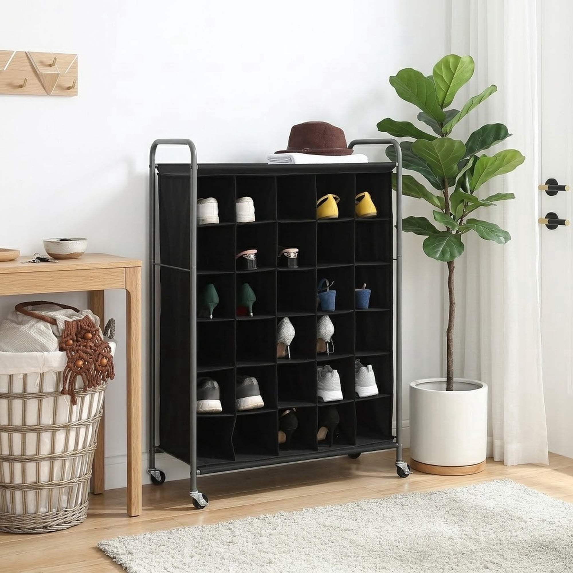 Mainstays 6 Tiers 30-Pairs Shoe Organizer, Black