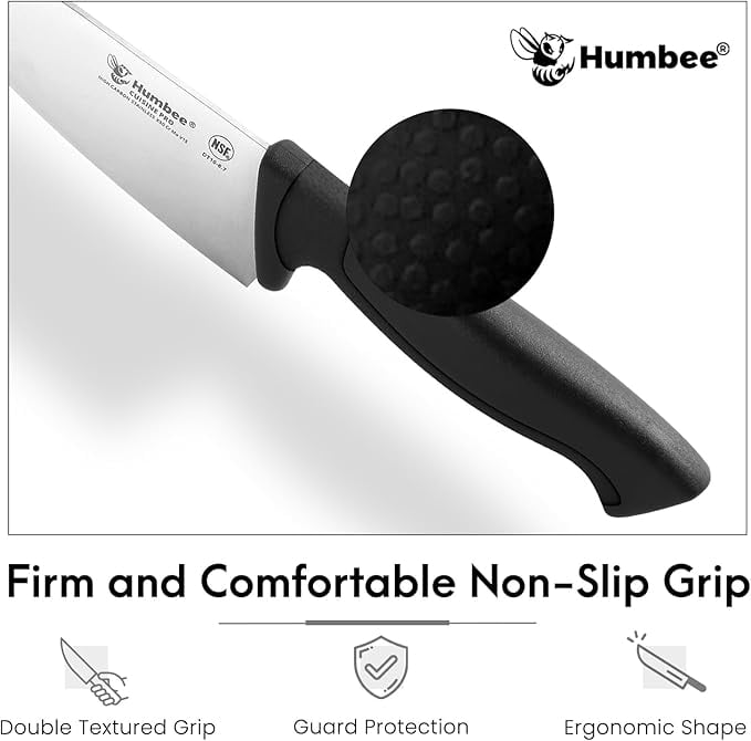 Humbee 6-Inch Chef Knife Razor-Sharp Blade Kitchen Knife with Comfortable Grip Handle, Black DT-10 Series