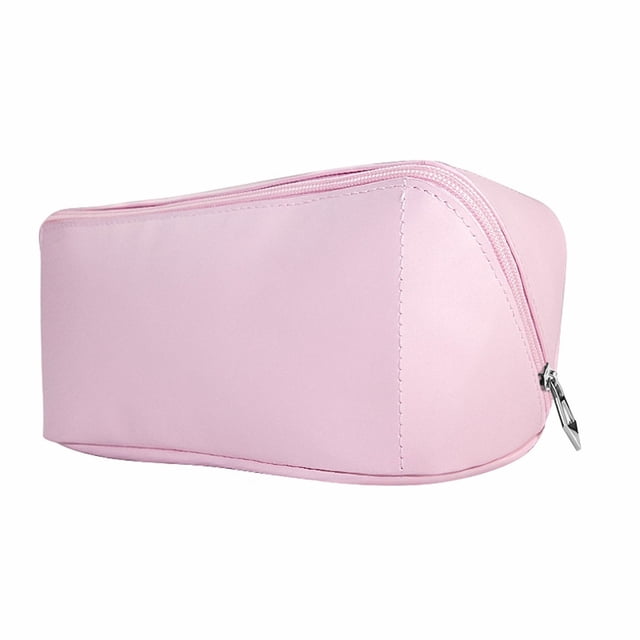 Bolsa de maquillaje de gran capacidad, bolsa de cosméticos de viaje, impermeable, abierta, plana, bolsa de maquillaje portátil de cuero PU