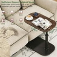 thumbnail image 2 of Yabanana C-Shaped Height Adjustable Pedestal Side Table Night Stand with 360° Rotating Top, Small Couch Living Room or Bedroom Versatile End Table for Sofa or Bedside (19.6''*13'',Natural), 2 of 9