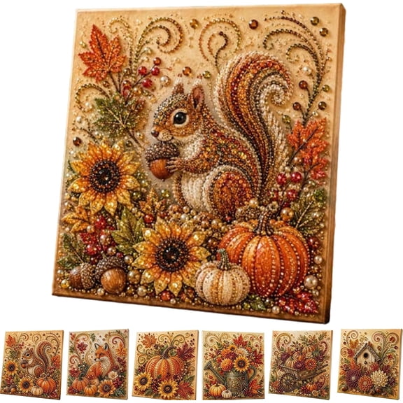 Autumn Pearl Painting Kit, 5d Pearl Diamond Art Kits for Adults, DIY Pumpkin Diamond Painting
