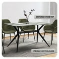 thumbnail image 4 of LeisureMod Elega Series Modern 55” Dining Table with Sintered Stone or Glass Rectangular Top and Black Stainless Steel Base in Light Grey, 4 of 10