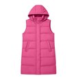 thumbnail image 4 of Kids Girls Long Quilted Puffer Vest Sleeveless Hooded Button Down Padded Coats Jacket Outerwear with Pockets, 4 of 9