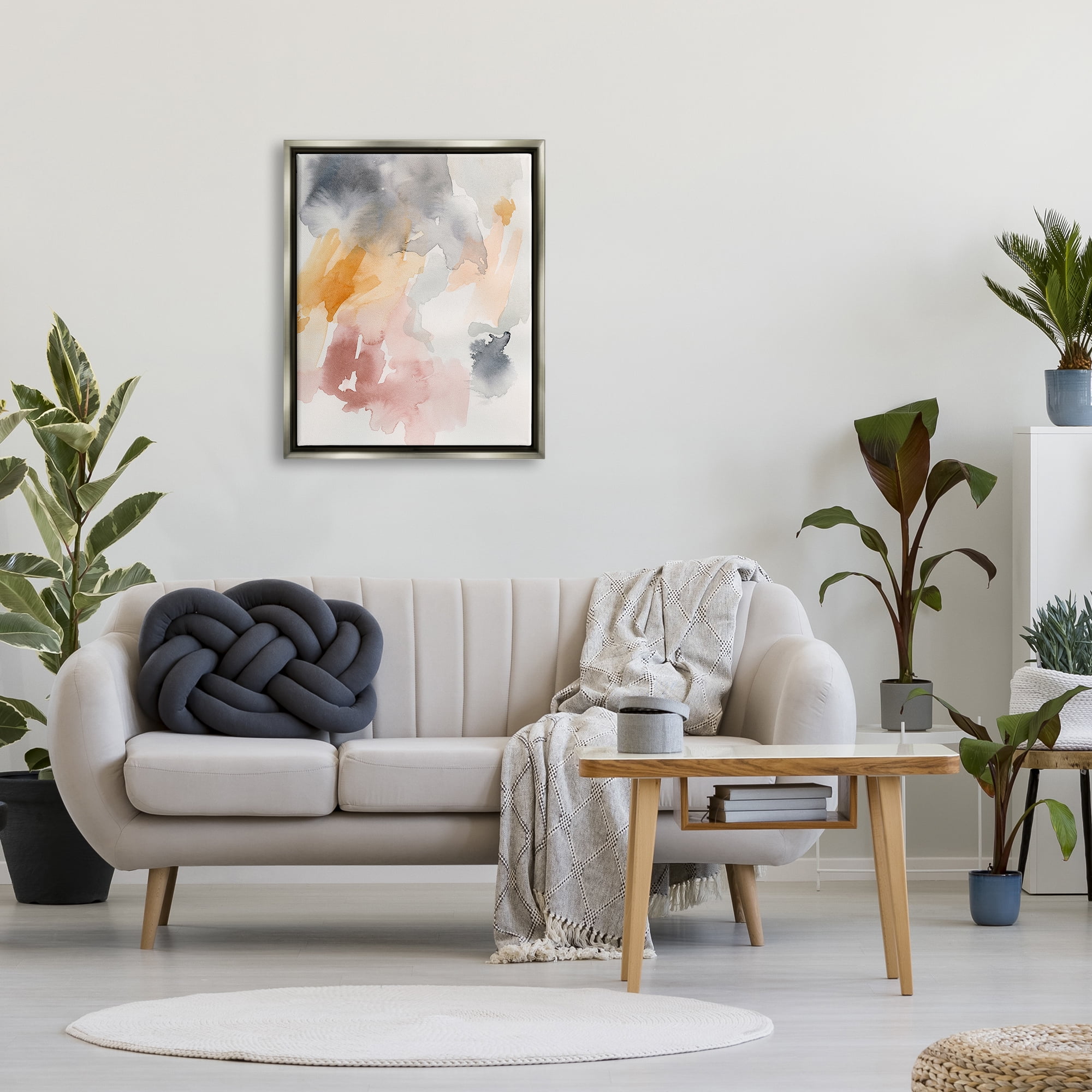 Stupell Soft Pastel Watercolor Pastiche Abstract Painting Gray Floater Framed Art Print Wall Art