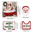 thumbnail image 4 of Clearance!4Pcs Christmas Shower Curtain Set, Funny Santa Taking Bubble Bath SPA Pattern Waterproof Bath Curtain with Non Slip Rugs & Toilet Lid Cover, Holiday Bathroom Decor with 12 Hooks, 4 of 7