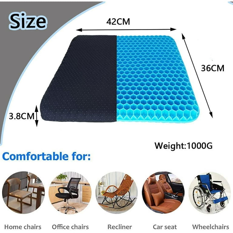 5X Support Thicker Seat Cushion for Desk Chair Car Office, U-Shape Cooling  Gel Pressure Relief Cushions with Hollow design, Non-Slip Memory Foam Donut